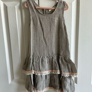 Blu Pony Vintage Girls Striped Lace Trim Sundress - Size 4T